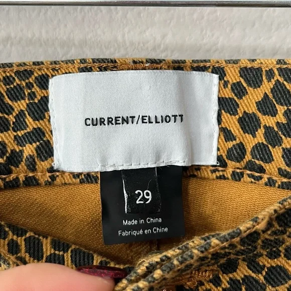 Current/Elliott NWT The High Waist Stiletto Straight Jeans Spotted Leopard Sz 29 - Picture 9 of 10